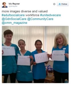 The diversity of our health and care workforce as shared in tweets by the National care Foundation's CEO Vic Rayner #unitedwecare