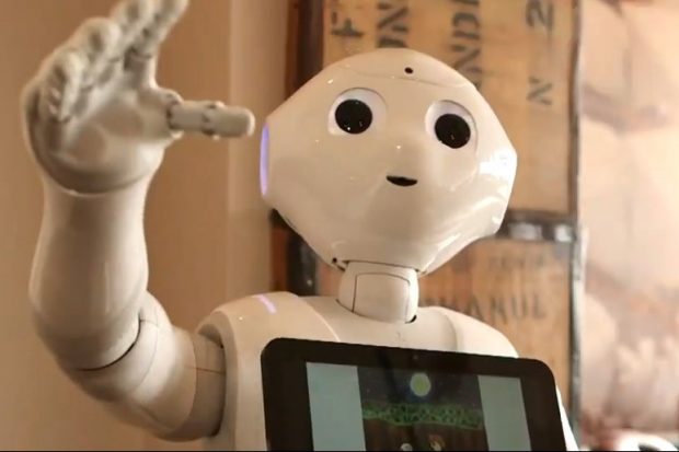 A photo of Pepper the robot, an interactive automaton used to help those with autism and other cognitive conditions to interact with others